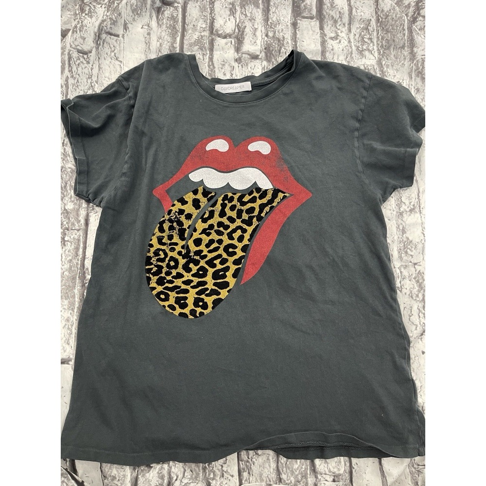 DAYDREAMER Woman tee rolling stone Cheetah tongue t-shirt grey Size L H11
